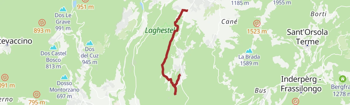 Route map: With stroller or on foot from Loc. Ferrari to Montagnaga